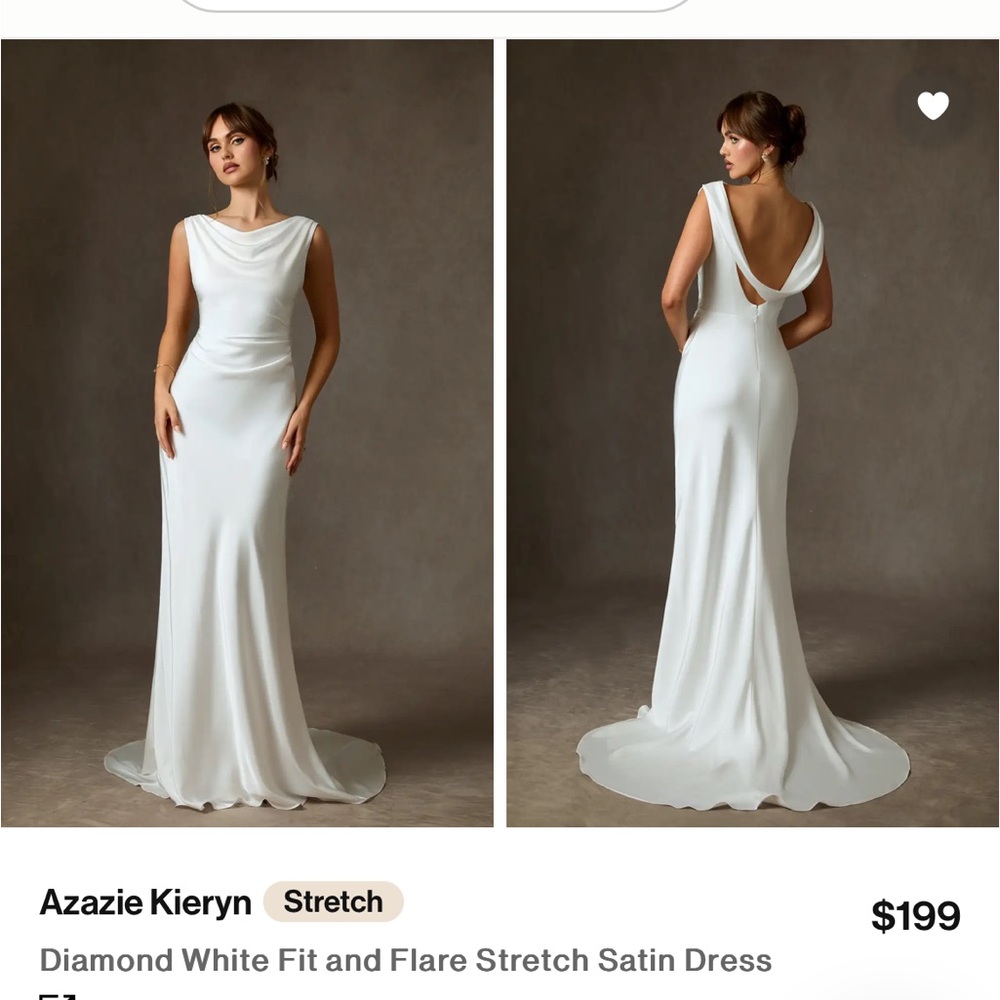 Azazie Diamond White Satin Wedding Dress